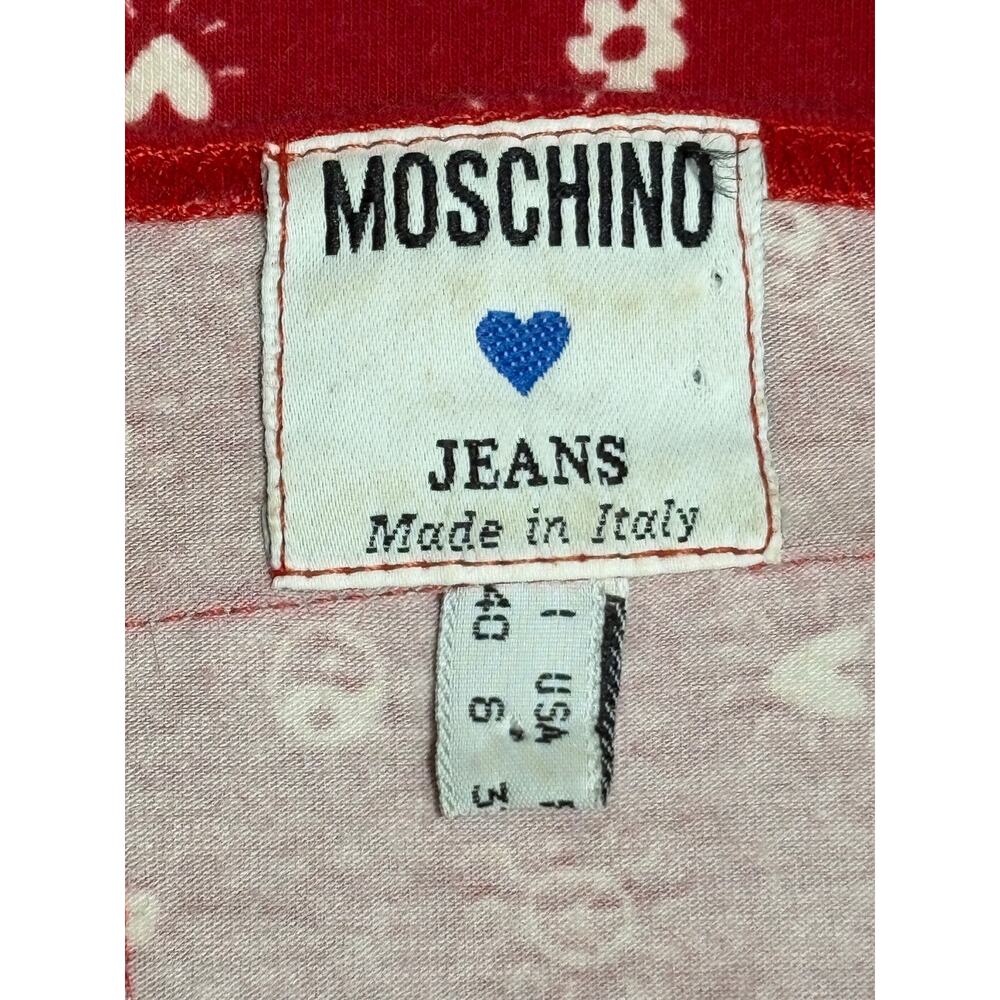 Moschino Vintage 90s Heart Yin Yang Peace Floral Red T-Shirt Mini Dress 40 IT - Picture 5 of 9